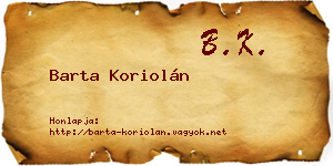 Barta Koriolán névjegykártya